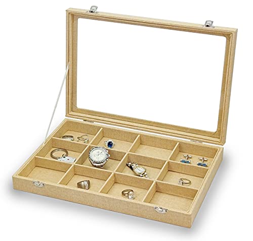 MR Maestro Relojero Präsentationsständer mit 12 Fächern zur Aufbewahrung von Ringen, Anhängern, Armbändern in Beige MR Maestro Relojero Präsentationsständer mit 12 Fächern zur Aufbewahrung von Ringen, Anhängern, Armbändern in Beige von Maestrorelojero