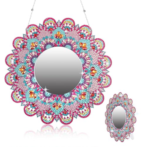 5d Diamond Painting Spiegel, 5d Diamond Painting Spiegel Bastelset Für Mädchen, Mandala Make Up Spiegel, Mandala Basteln Set Geschenke, Suspension Make-Up Spiegel Für Mädchen 5-12 Jahre (A) von Mafagwre
