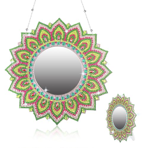 5d Diamond Painting Spiegel, 5d Diamond Painting Spiegel Bastelset Für Mädchen, Mandala Make Up Spiegel, Mandala Basteln Set Geschenke, Suspension Make-Up Spiegel Für Mädchen 5-12 Jahre (B) von Mafagwre