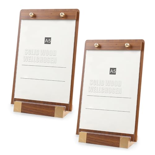 Mafagwre 2 Stück Kartenhalter Aus Holz, A4/A5 Klemmbrett Aus Holz,Menühalter Aus Holz Für Restaurants, A4 Ständer Tischaufsteller Aufsteller, Klemmbrett Aus Massivem Hartholz Mit Ständer, (A5) von Mafagwre