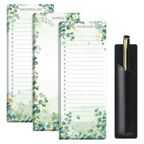 Mafagwre 3 Stück To-Do-List-Notizblock, Magnetische Notizblöcke Mit Je 60 Blatt, Einkaufsliste Magnetisch, Magnet-Notizblock Zum Einkaufen, To Do Listen Block, Blumendesign (A) von Mafagwre