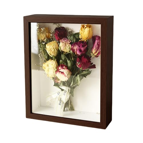 Mafagwre 3D Bilderrahmen Zum Befüllen, Befüllen 30x40cm Objektrahmen, 3D Holz Bilderrahmen Tiefer 5 cm, Bilderrahmen Zum Befüllen Groß, 3D Rahmen Für Objekte, Blumen, Hochzeitsstrauß (Coffee Color) von Mafagwre