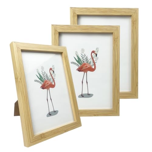Mafagwre 3er-Set Bilderrahmen, Holz Fotorahmen mit Acrylglas, Photo Frames, Horizontal oder Vertikal für Wandbehänge oder Tischdekoration (Primärfarbe, 10x15 cm) von Mafagwre
