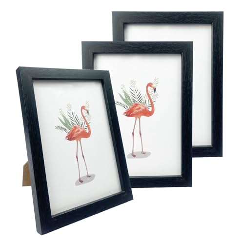 Mafagwre 3er-Set Bilderrahmen, Holz Fotorahmen mit Acrylglas, Photo Frames, Horizontal oder Vertikal für Wandbehänge oder Tischdekoration (Schwarz, 10x15 cm) von Mafagwre
