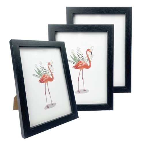 Mafagwre 3er-Set Bilderrahmen 10x15 cm, Holz Fotorahmen mit Acrylglas, Photo Frames, Horizontal oder Vertikal für Wandbehänge oder Tischdekoration, Schwarz von Mafagwre