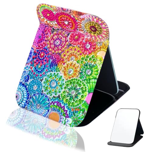 Mafagwre Diamond Painting Taschenspiegel, Diamond Painting Bastelset, Diamond Painting Kinder, Diamond Painting Spiegel, Mandala Basteln Set Geschenke, Tragbarer Personalisiert Reisespiegel (B) von Mafagwre