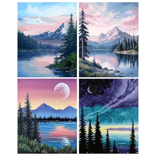 4 Stück Malen Nach Zahlen Erwachsene, DIY Landschaft Paint by Numbers Adult, Malen Nach Zahlen Set für Geschenk und Heim Dekoration 30×40cm Ohne Rahmen 4 Stück Malen Nach Zahlen Erwachsene, DIY Landschaft Paint by Numbers Adult, Malen Nach Zahlen Set für Geschenk und Heim Dekoration 30×40cm Ohne Rahmen von Mafenr Art