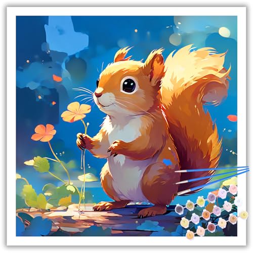 Malen Nach Zahlen Erwachsene, DIY Eichhörnchen Paint by Numbers Adult, Malen Nach Zahlen Set für Geschenk und Heim Dekoration 30x30cm Ohne Rahmen Malen Nach Zahlen Erwachsene, DIY Eichhörnchen Paint by Numbers Adult, Malen Nach Zahlen Set für Geschenk und Heim Dekoration 30x30cm Ohne Rahmen von Mafenr Art