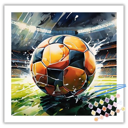 Malen Nach Zahlen Erwachsene, Fußball Paint by Numbers Adult, Malen Nach Zahlen Set für Geschenk und Heim Dekoration 30x30cm Ohne Rahmen von Mafenr Art