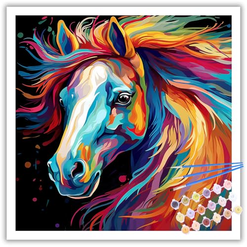 Malen Nach Zahlen Erwachsene, DIY Pferd Paint by Numbers Adult, Malen Nach Zahlen Set für Geschenk und Heim Dekoration 40×40cm Ohne Rahmen Malen Nach Zahlen Erwachsene, DIY Pferd Paint by Numbers Adult, Malen Nach Zahlen Set für Geschenk und Heim Dekoration 40×40cm Ohne Rahmen von Mafenr Art