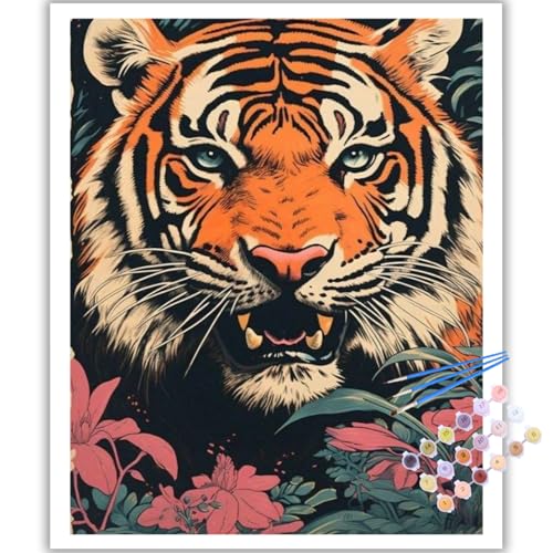 Malen Nach Zahlen Erwachsene, DIY Tiger Paint by Numbers Adult, Malen Nach Zahlen Set für Geschenk und Heim Dekoration 40×50cm Ohne Rahmen Malen Nach Zahlen Erwachsene, DIY Tiger Paint by Numbers Adult, Malen Nach Zahlen Set für Geschenk und Heim Dekoration 40×50cm Ohne Rahmen von Mafenr Art
