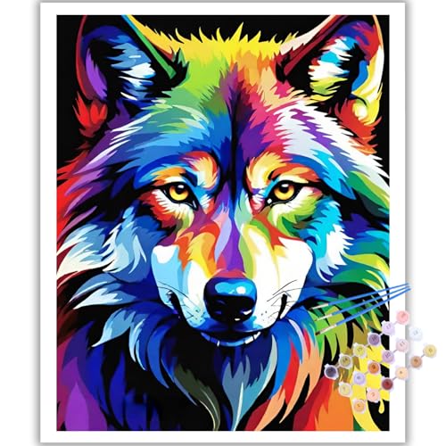 Malen Nach Zahlen Erwachsene, DIY Wolf Paint by Numbers Adult, Malen Nach Zahlen Set für Geschenk und Heim Dekoration 40×50cm Ohne Rahmen Malen Nach Zahlen Erwachsene, DIY Wolf Paint by Numbers Adult, Malen Nach Zahlen Set für Geschenk und Heim Dekoration 40×50cm Ohne Rahmen von Mafenr Art
