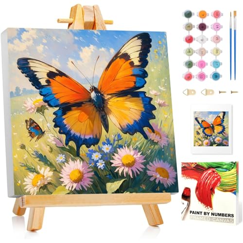 Malen Nach Zahlen Erwachsene mit Rahmen, DIY Schmetterling Paint by Numbers Adult, Malen Nach Zahlen Set für Geschenk und Heim Dekoration 20×20cm Ohne Staffelei Malen Nach Zahlen Erwachsene mit Rahmen, DIY Schmetterling Paint by Numbers Adult, Malen Nach Zahlen Set für Geschenk und Heim Dekoration 20×20cm Ohne Staffelei von Mafenr Art