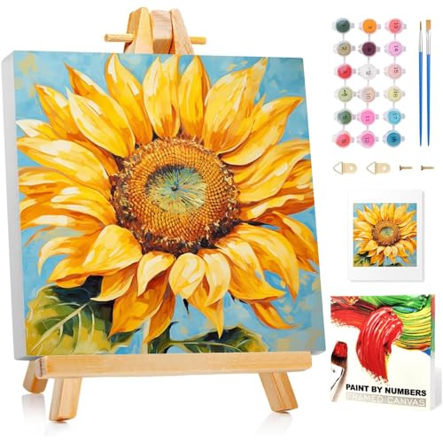 Malen Nach Zahlen Erwachsene mit Rahmen, DIY Sonnenblume Paint by Numbers Adult, Malen Nach Zahlen Set für Geschenk und Heim Dekoration 20×20cm Ohne Staffelei Malen Nach Zahlen Erwachsene mit Rahmen, DIY Sonnenblume Paint by Numbers Adult, Malen Nach Zahlen Set für Geschenk und Heim Dekoration 20×20cm Ohne Staffelei von Mafenr Art