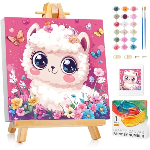Malen Nach Zahlen Kinder mit Rahmen, Alpaka Malen Nach Zahlen ab 5 6 7 8 9 10 Jahre Mädchen und Junge, Paint by Numbers für Geschenke und Wand Dekoration 20x20cm Mit Staffelei Malen Nach Zahlen Kinder mit Rahmen, Alpaka Malen Nach Zahlen ab 5 6 7 8 9 10 Jahre Mädchen und Junge, Paint by Numbers für Geschenke und Wand Dekoration 20x20cm Mit Staffelei von Mafenr Art