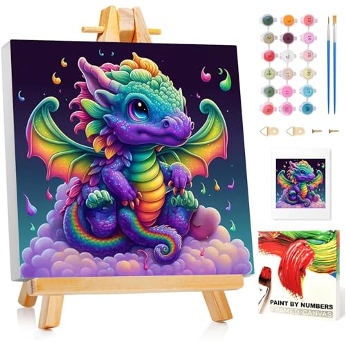 Malen Nach Zahlen Kinder mit Rahmen, Drachen Malen Nach Zahlen ab 5 6 7 8 9 10 Jahre Mädchen und Junge, Paint by Numbers für Geschenke und Wand Dekoration 20x20cm Mit Staffelei Malen Nach Zahlen Kinder mit Rahmen, Drachen Malen Nach Zahlen ab 5 6 7 8 9 10 Jahre Mädchen und Junge, Paint by Numbers für Geschenke und Wand Dekoration 20x20cm Mit Staffelei von Mafenr Art