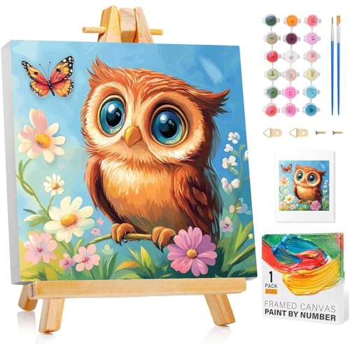 Malen Nach Zahlen Kinder mit Rahmen, Eule Malen Nach Zahlen ab 5 6 7 8 9 10 Jahre Mädchen und Junge, Paint by Numbers für Geschenke und Wand Dekoration 20x20cm Mit Staffelei Malen Nach Zahlen Kinder mit Rahmen, Eule Malen Nach Zahlen ab 5 6 7 8 9 10 Jahre Mädchen und Junge, Paint by Numbers für Geschenke und Wand Dekoration 20x20cm Mit Staffelei von Mafenr Art