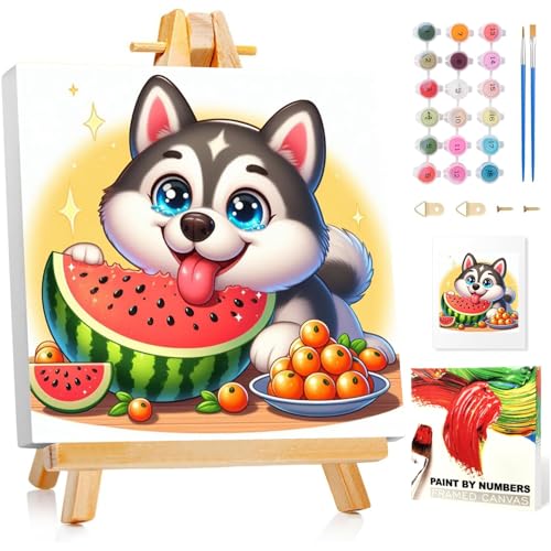 Malen Nach Zahlen Kinder mit Rahmen, Hund Malen Nach Zahlen ab 5 6 7 8 9 10 Jahre Mädchen und Junge, Paint by Numbers für Geschenke und Wand Dekoration 20x20 cm Mit Staffelei Malen Nach Zahlen Kinder mit Rahmen, Hund Malen Nach Zahlen ab 5 6 7 8 9 10 Jahre Mädchen und Junge, Paint by Numbers für Geschenke und Wand Dekoration 20x20 cm Mit Staffelei von Mafenr Art