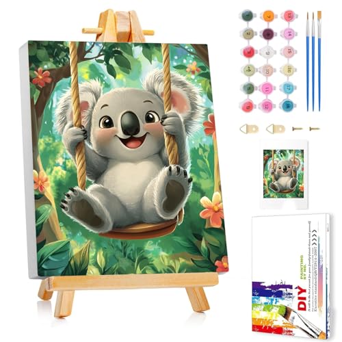 Malen Nach Zahlen Kinder mit Rahmen, Koala Malen Nach Zahlen ab 5 6 7 8 9 10 Jahre Mädchen und Junge, Paint by Numbers für Geschenke und Wand Dekoration (24x30cm) Mit Staffelei von Mafenr Art