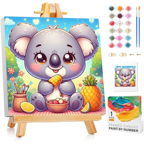 Malen Nach Zahlen Kinder mit Rahmen, Koala Malen Nach Zahlen ab 5 6 7 8 9 10 Jahre Mädchen und Junge, Paint by Numbers für Geschenke und Wand Dekoration 20x20 cm Mit Staffelei Malen Nach Zahlen Kinder mit Rahmen, Koala Malen Nach Zahlen ab 5 6 7 8 9 10 Jahre Mädchen und Junge, Paint by Numbers für Geschenke und Wand Dekoration 20x20 cm Mit Staffelei von Mafenr Art