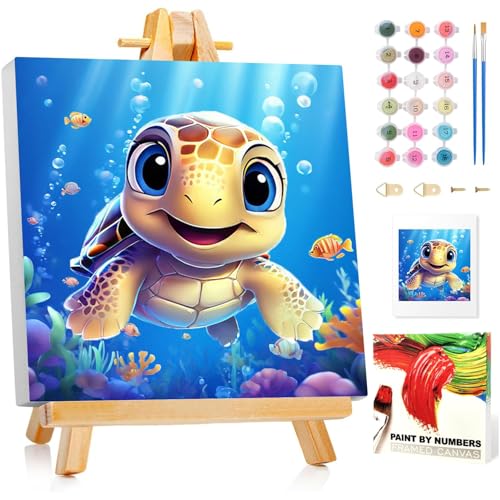 Malen Nach Zahlen Kinder mit Rahmen, Meeresschildkröte Malen Nach Zahlen ab 5 6 7 8 9 10 Jahre Mädchen und Junge, Paint by Numbers für Geschenke und Wand Dekoration 20x20cm Mit Staffelei Malen Nach Zahlen Kinder mit Rahmen, Meeresschildkröte Malen Nach Zahlen ab 5 6 7 8 9 10 Jahre Mädchen und Junge, Paint by Numbers für Geschenke und Wand Dekoration 20x20cm Mit Staffelei von Mafenr Art