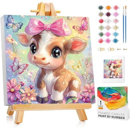 Malen Nach Zahlen Kinder mit Rahmen, Ochse Malen Nach Zahlen ab 5 6 7 8 9 10 Jahre Mädchen und Junge, Paint by Numbers für Geschenke und Wand Dekoration 20x20 cm Mit Staffelei Malen Nach Zahlen Kinder mit Rahmen, Ochse Malen Nach Zahlen ab 5 6 7 8 9 10 Jahre Mädchen und Junge, Paint by Numbers für Geschenke und Wand Dekoration 20x20 cm Mit Staffelei von Mafenr Art