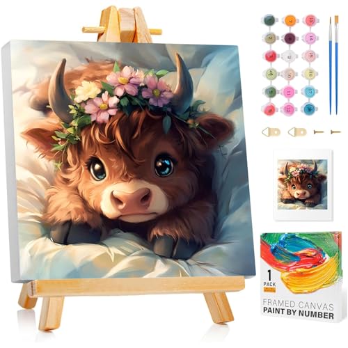 Malen Nach Zahlen Kinder mit Rahmen, Ochse Malen Nach Zahlen ab 5 6 7 8 9 10 Jahre Mädchen und Junge, Paint by Numbers für Geschenke und Wand Dekoration 20x20cm Mit Staffelei Malen Nach Zahlen Kinder mit Rahmen, Ochse Malen Nach Zahlen ab 5 6 7 8 9 10 Jahre Mädchen und Junge, Paint by Numbers für Geschenke und Wand Dekoration 20x20cm Mit Staffelei von Mafenr Art