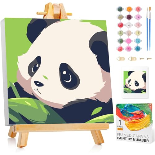Malen Nach Zahlen Kinder mit Rahmen, Panda Malen Nach Zahlen ab 5 6 7 8 9 10 Jahre Mädchen und Junge, Paint by Numbers für Geschenke und Wand Dekoration 20x20cm Mit Staffelei Malen Nach Zahlen Kinder mit Rahmen, Panda Malen Nach Zahlen ab 5 6 7 8 9 10 Jahre Mädchen und Junge, Paint by Numbers für Geschenke und Wand Dekoration 20x20cm Mit Staffelei von Mafenr Art