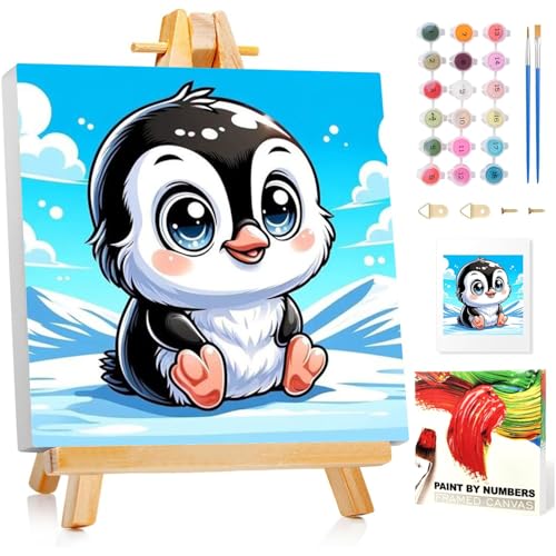 Malen Nach Zahlen Kinder mit Rahmen, Pinguin Malen Nach Zahlen ab 5 6 7 8 9 10 Jahre Mädchen und Junge, Paint by Numbers für Geschenke und Wand Dekoration 20x20 cm Mit Staffelei Malen Nach Zahlen Kinder mit Rahmen, Pinguin Malen Nach Zahlen ab 5 6 7 8 9 10 Jahre Mädchen und Junge, Paint by Numbers für Geschenke und Wand Dekoration 20x20 cm Mit Staffelei von Mafenr Art