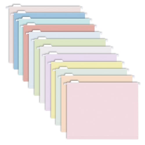 MagDurnus Hängemappen, Pastellfarben, Briefgröße mit 1/5 verstellbaren Schnittlaschen, verschiedene 12 Stile, dekorativ, Schublade, Schreibtisch und Schrank, 25 Stück MagDurnus Hängemappen, Pastellfarben, Briefgröße mit 1/5 verstellbaren Schnittlaschen, verschiedene 12 Stile, dekorativ, Schublade, Schreibtisch und Schrank, 25 Stück von MagDurnus