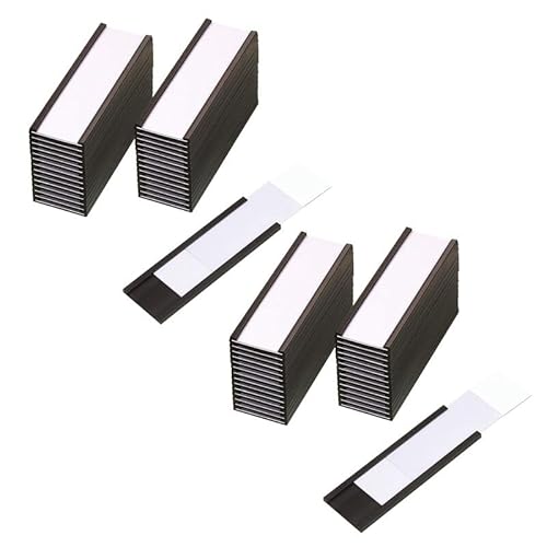 Magnetische Etikettenhalter - 50 Stk. Magnet Etiketten beschreibbar 40x50mm - Etikettenhalter magnetisch mit beschreibbaren Einstecketiketten - Magnet Etiketten Halter für Regale Werkstätten & Büro von MagWerk