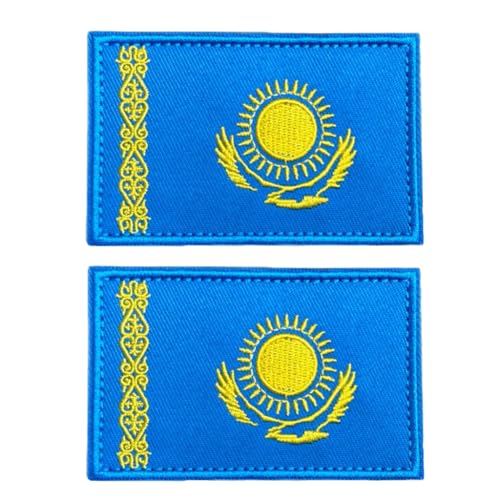MagaPro Aufnäher mit Kasachstan-Flagge, bestickt, für Rucksäcke, Mützen, Jacken, Hosen, 2 Stück von MagaPro