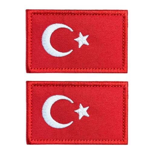 MagaPro Aufnäher mit Türkei-Flagge, bestickt, für Rucksäcke, Mützen, Jacken, Hosen, Klettverschluss, 2 Stück von MagaPro