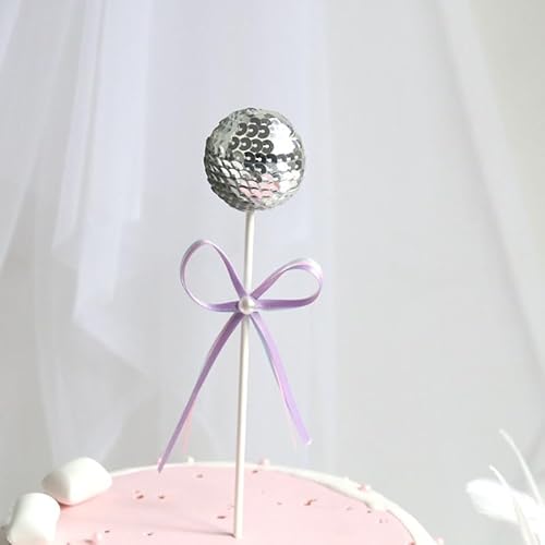Weiß, Gold, Lila Glitzerkugeln, Kuchen dekorative Oberflächenschicht, Party Dessert Tischdekoration von Magecubiku