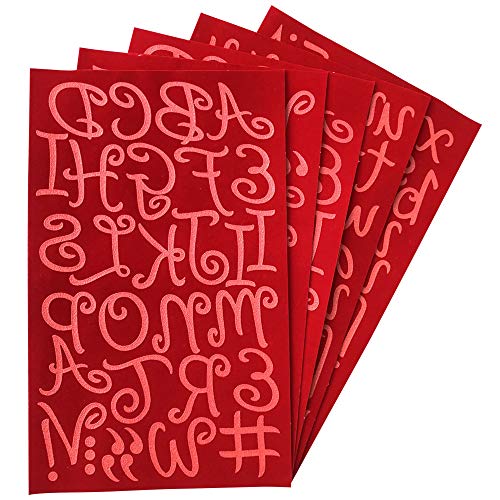 Magfok Bügelbuchstabe zum Aufbügeln, 3,8 cm, Groß- und Kleinbuchstaben, 5 Blatt (rot) von Magfok