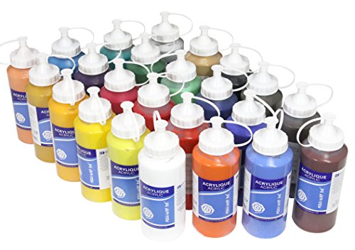 MAGI® Künstler-Acrylfarben Set je 500 ml, in 24 feinen Farbtönen, Acrylfarbe, Malfarbe im Dosiergebinde (00-Set alle 24 Farben) von Paintersisters