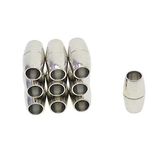 10 Sätze Leder Magnetverschluss Schmuck Halskette Armband Verschlüsse Schließe Haken - Silber, 5mm von MagiDeal