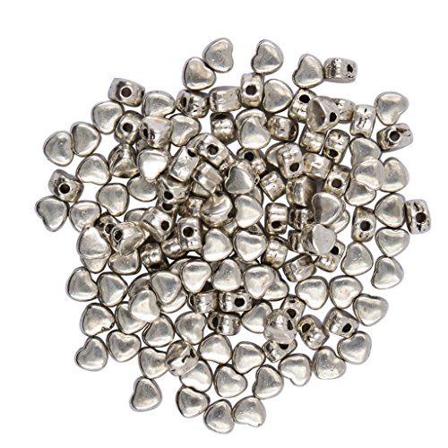100pcs 5mm Tibetanische Silberne Herz Spacer Perlen Schmuck Entdeckungen Machen Handwerk von MagiDeal