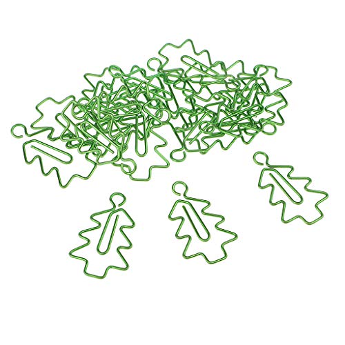 20 Stück Multicolor Metall Weihnachtsbaum Form Deko Büroklammern Motiv Heftklammern Papierklammern Set Kleine Klammern - Grün von MagiDeal