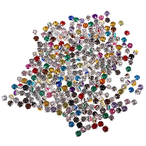 Glitzersteine Schmucksteine Acrylsteine Strasssteine Bastelsteine zum aufnähen nähen Aufnähsteine Kleidung Tasche Deko - Farbe 2, 6mm 300pcs von MagiDeal