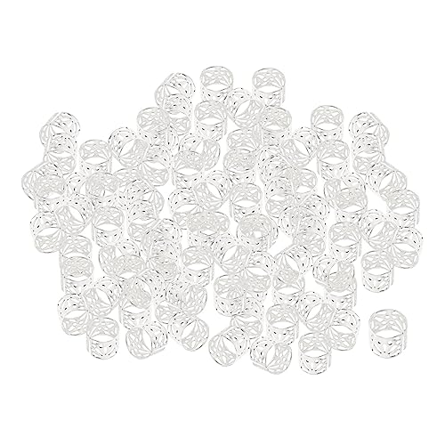 MagiDeal 100 Stück Dreadlocks-Perlen, Dreadlocks, hohles Muster, modisch, dekorativ, verstellbar, Haarschmuck, Bartperlen für Zöpfe, Haare flechten, Damen und, Silber von MagiDeal