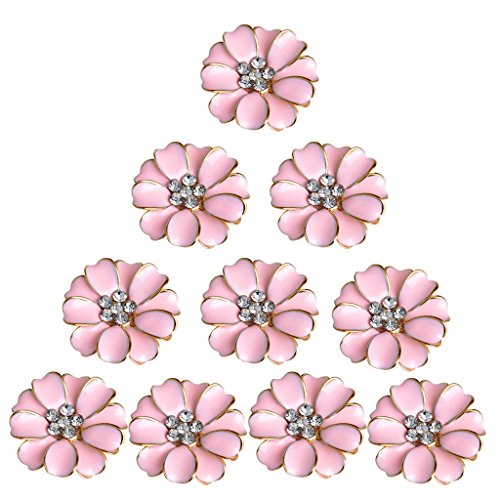 MagiDeal 10pcs Metall Blumen Strass Perlen Flatback Verzierungen Knöpfe Buttons - Rosa, one Size von MagiDeal