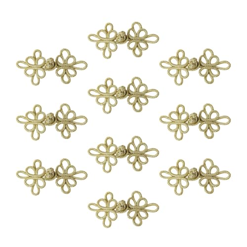 MagiDeal 10x Chinesische Knoten Froschknöpfe DIY Dekorative Handhandwerk Vielseitige Nähfestern Verschluss für Hosen Schal Cloak Strickjacken, Gold von MagiDeal