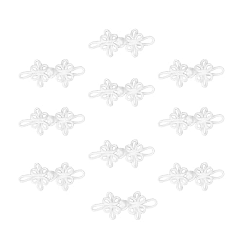 MagiDeal 10x Chinesische Knoten Froschknöpfe DIY Dekorative Handhandwerk Vielseitige Nähfestern Verschluss für Hosen Schal Cloak Strickjacken, Weiß von MagiDeal