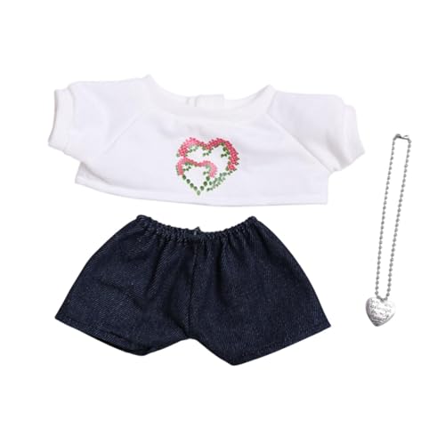 MagiDeal 3 Stück Puppen T -Shirt und Hosen Halskette Kostüm, handgefertigte Kleidung für 38 cm Puppen zum Geburtstag Geschenke, Weiß Schwarz von MagiDeal