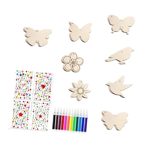 MagiDeal Herbstbaumschmuck, Erntedankfest-Ornament, DIY-Festival-Bastelarbeiten, unvollendete Herbst-Bauernhaus-Blätter geformte Holzscheiben, Style C von MagiDeal