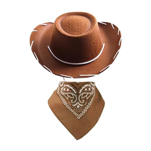 MagiDeal Kinder Western Cowboyhut und Bandana Funny Party Hut für Themenparty Geburtstag, Braun von MagiDeal