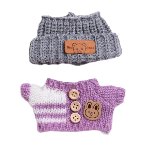 MagiDeal Mini-Puppen-Kleidung, Pullover und Kopfbedeckung, Kostüm, Bequeme Dekoration, Ersatz, niedliches Puppen-Outfit, Puppen-Zubehör für Cosplay, Lila von MagiDeal