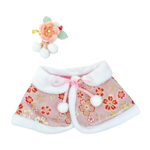 MagiDeal Puppen-Neujahrsumhang mit Haar-Accessoire, Foto-Requisiten, Kleidung, Miniaturkleidung, Schal mit offener Vorderseite für 14,96-Zoll-Neujahrsgeschenke, Rosa von MagiDeal