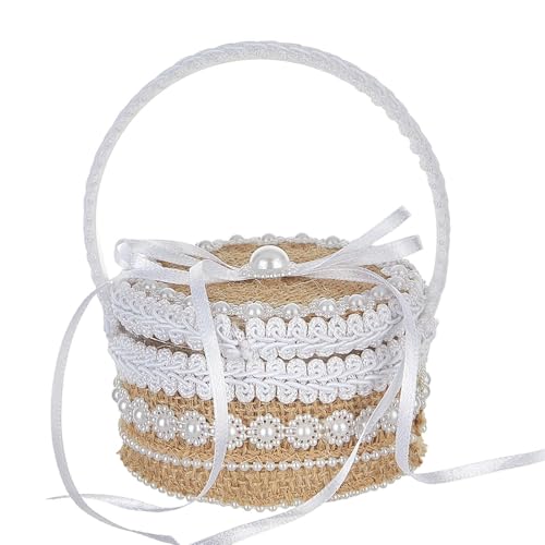 MagiDeal Ringträgerbox für die Hochzeit, Jute, für Hunde, Brautaccessoires, leicht, Korb für Blumenmädchen zur Hochzeit, tragbar für den Tag der Hochzeit MagiDeal Ringträgerbox für die Hochzeit, Jute, für Hunde, Brautaccessoires, leicht, Korb für Blumenmädchen zur Hochzeit, tragbar für den Tag der Hochzeit von MagiDeal